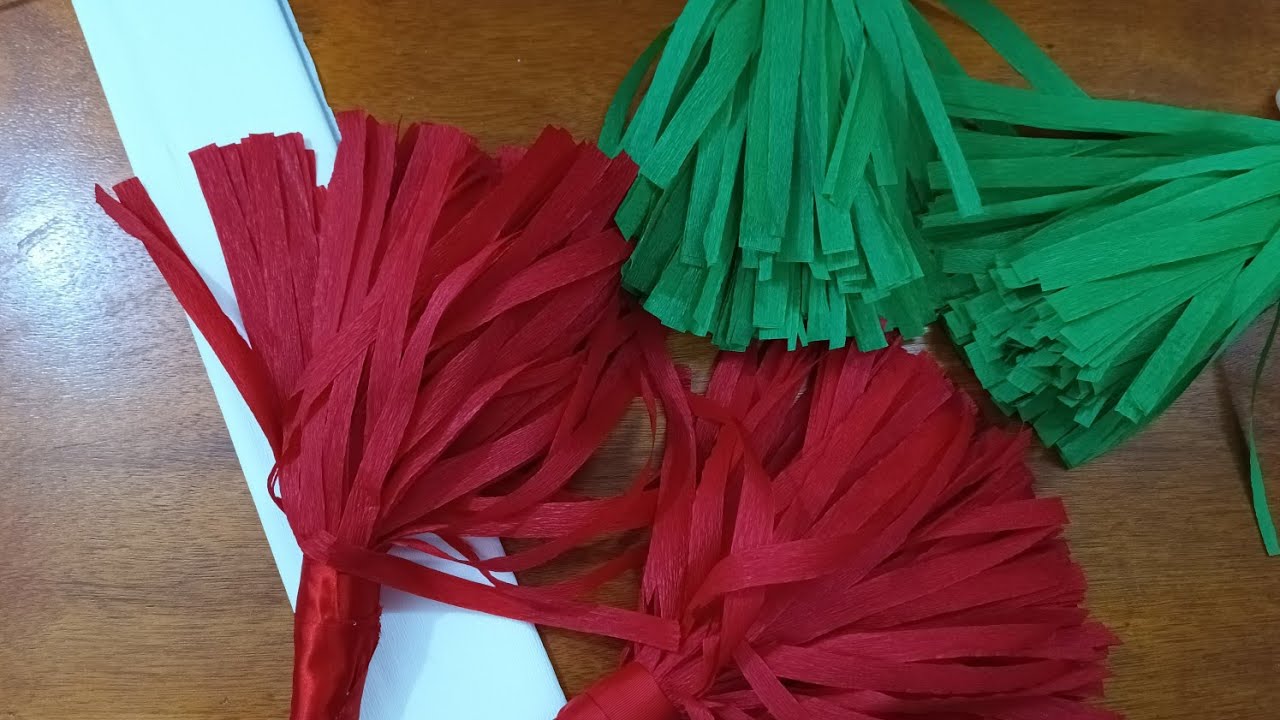 POMPONES de PORRISTA con PAPEL CREPE FACIL Y RÁPIDO 