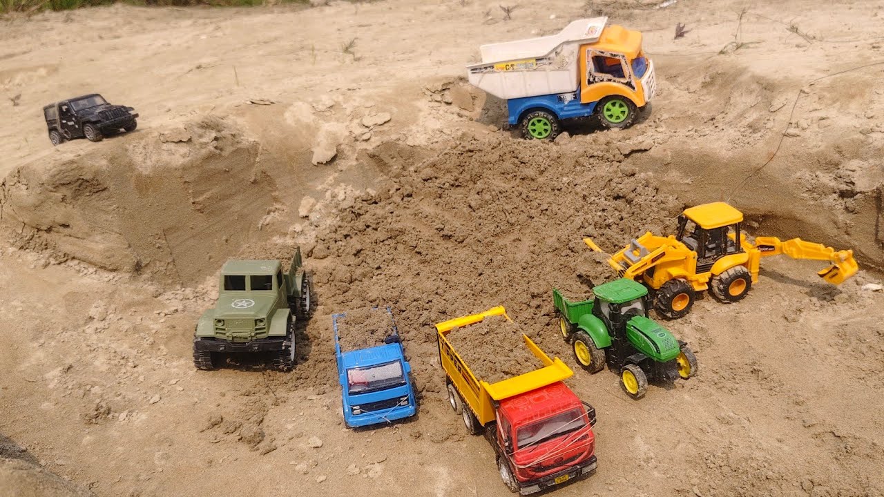 “Toy Construction Site Mini Trucks “Sand Quarry Adventure with Toy Trucks” “Toy Excavation Site 