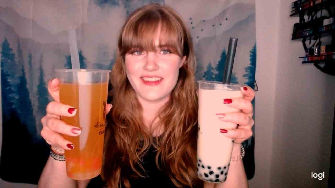 ASMR ♡ Drinking Homemade Bubbletea ~ Boba popping and chewy sounds