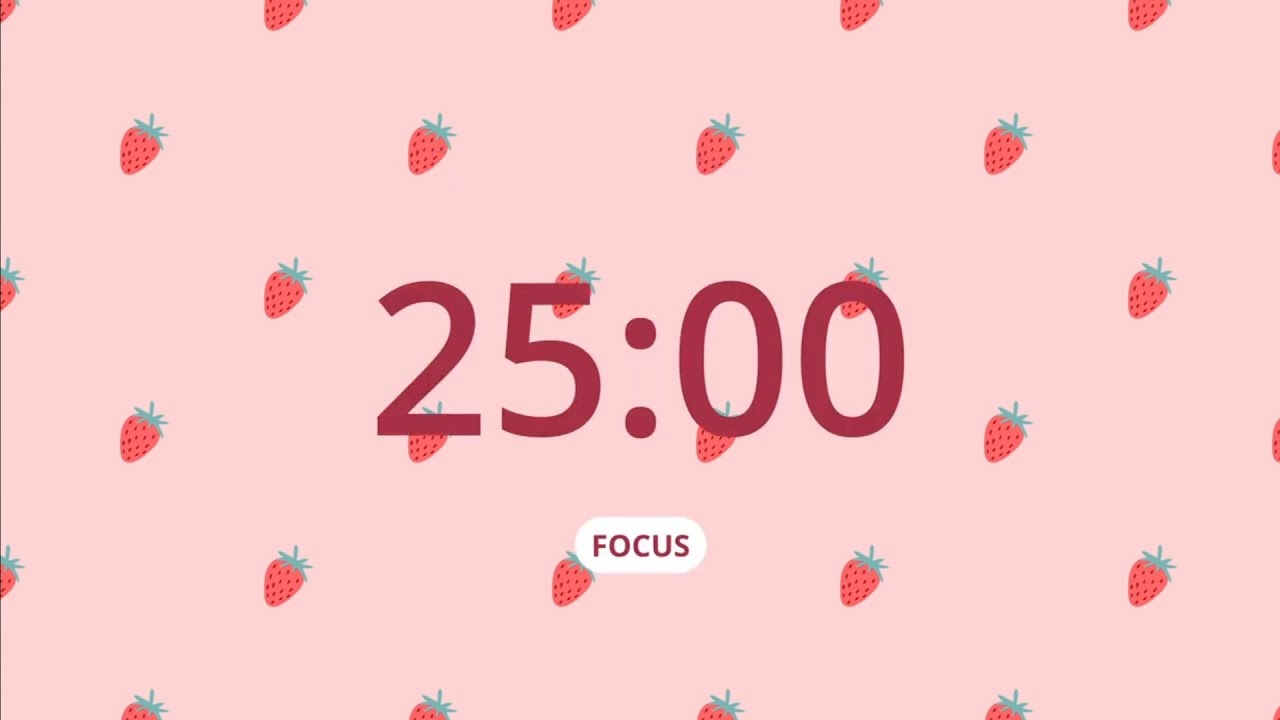 5-Hour Deep Work Session🍓25/5 Minimal Pomodoro Timer I No Music🔕 I Soft Alarm