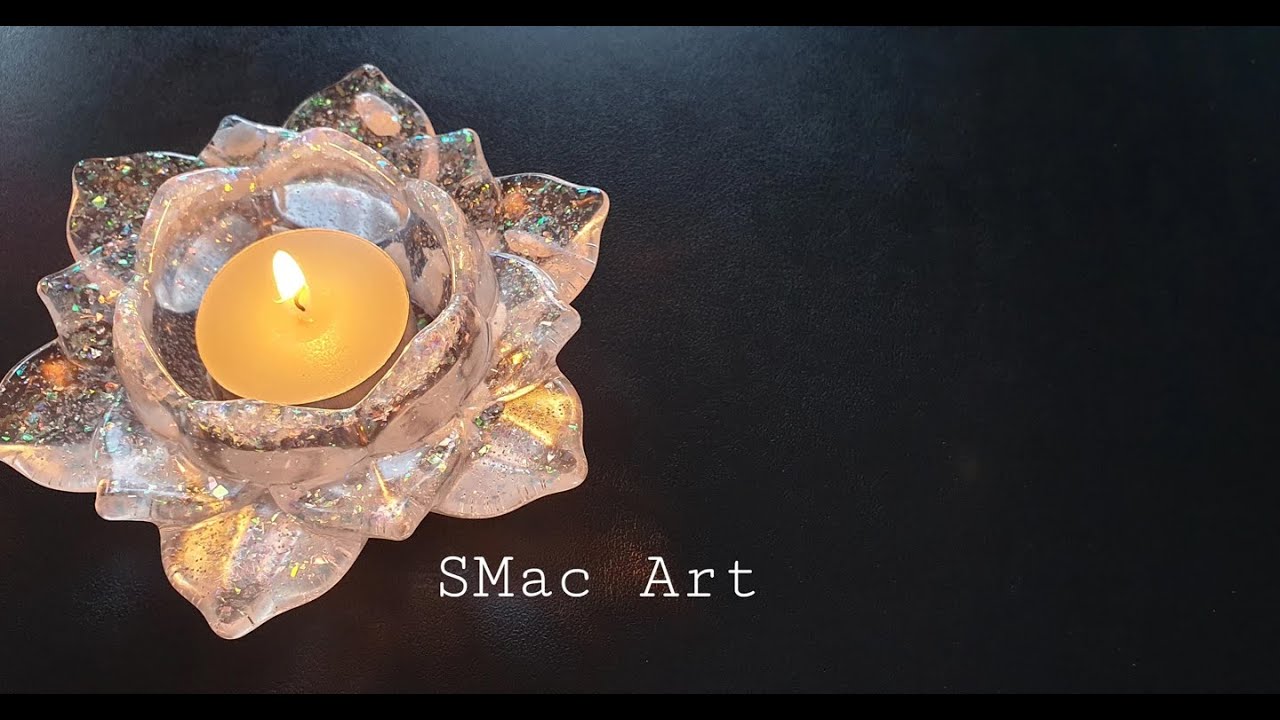 STUNNING 😍 Resin Lotus Flower Candle Holder using my handmade Glystals!