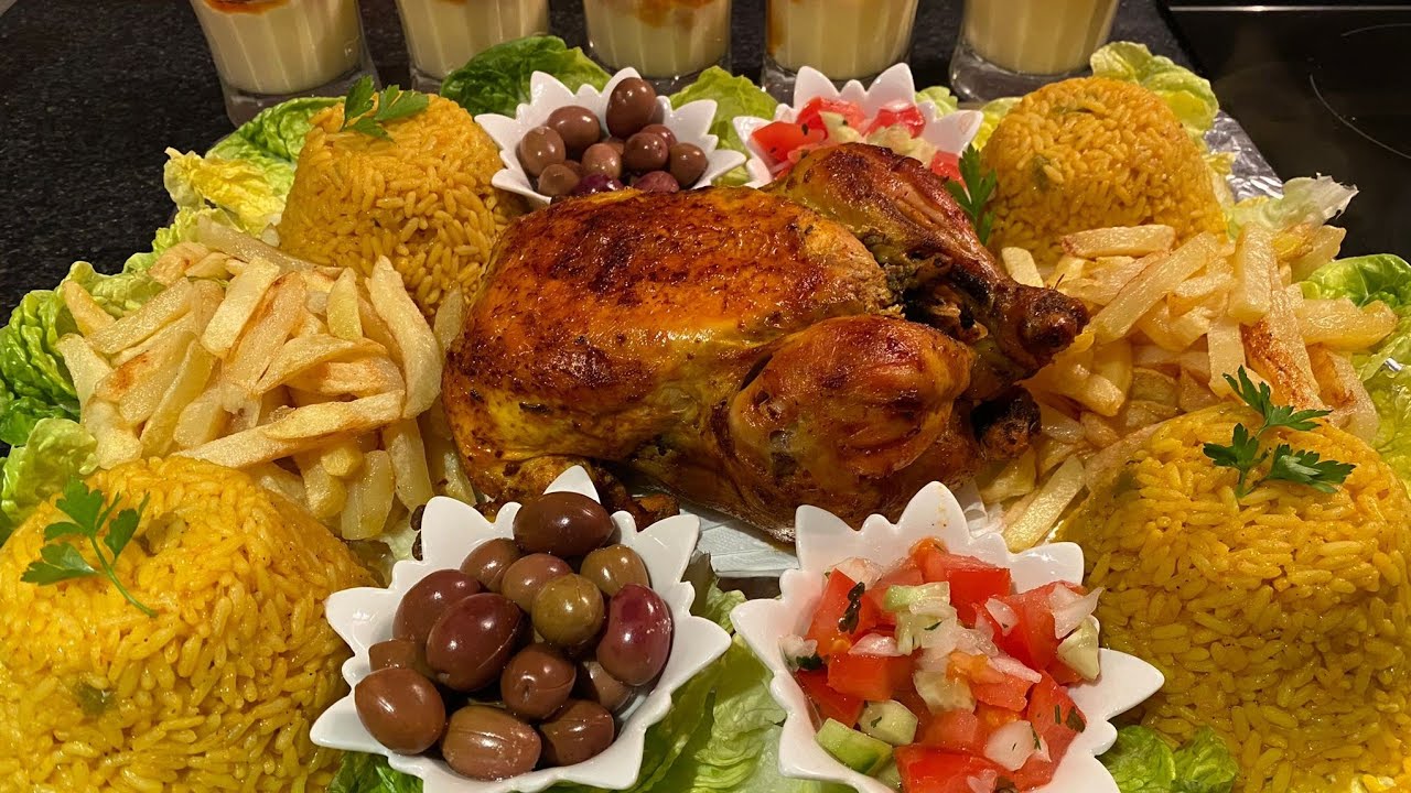 Pollo asado al estilo marroquí con un relleno increíble + un postre muy rico 😋.