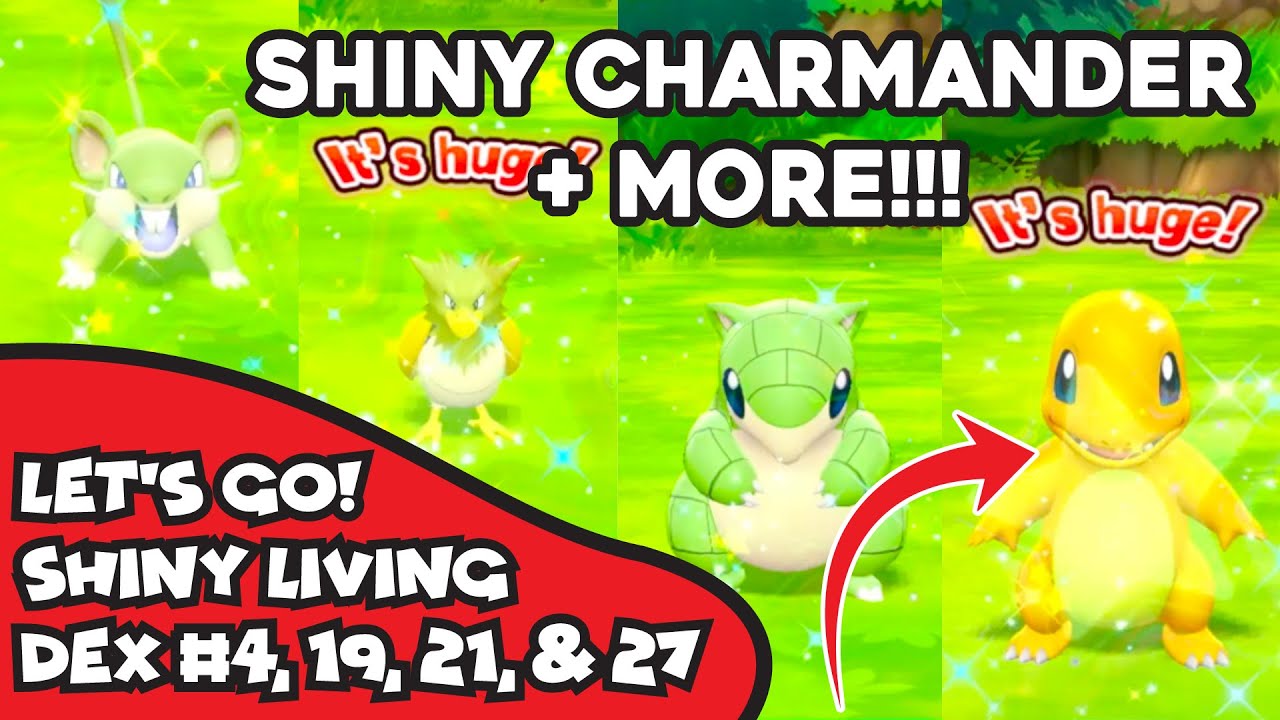 Live Shiny Charmander in Pokemon Let's Go! Pikachu! + Shiny Rattata, Sandshrew, & Spearow!!