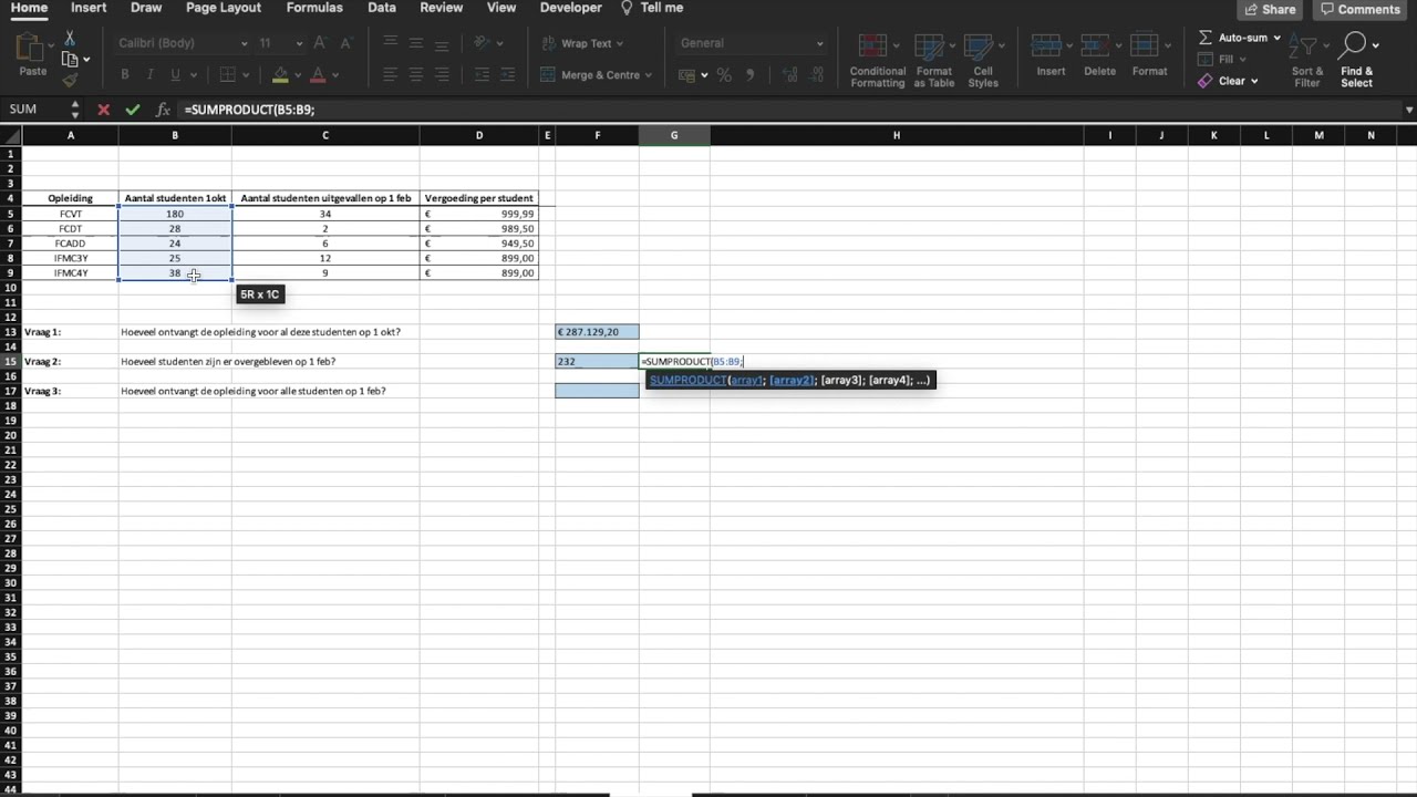 Excel | Hoe gebruik je de functie SOMPRODUCT/SUMPRODUCT? 📚