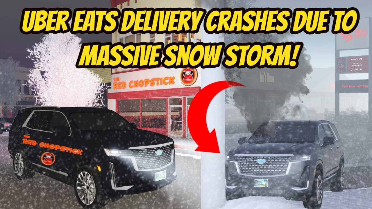 Greenville, Wisc Roblox l Uber Eats Food Delivery *SNOW STORM CRASH* Roleplay