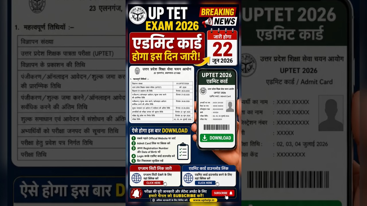 UP TET Admit Card 2026 | UP TET Admit Card | TET Admitcard 2026 | UP TET Exam Admit Card 2026