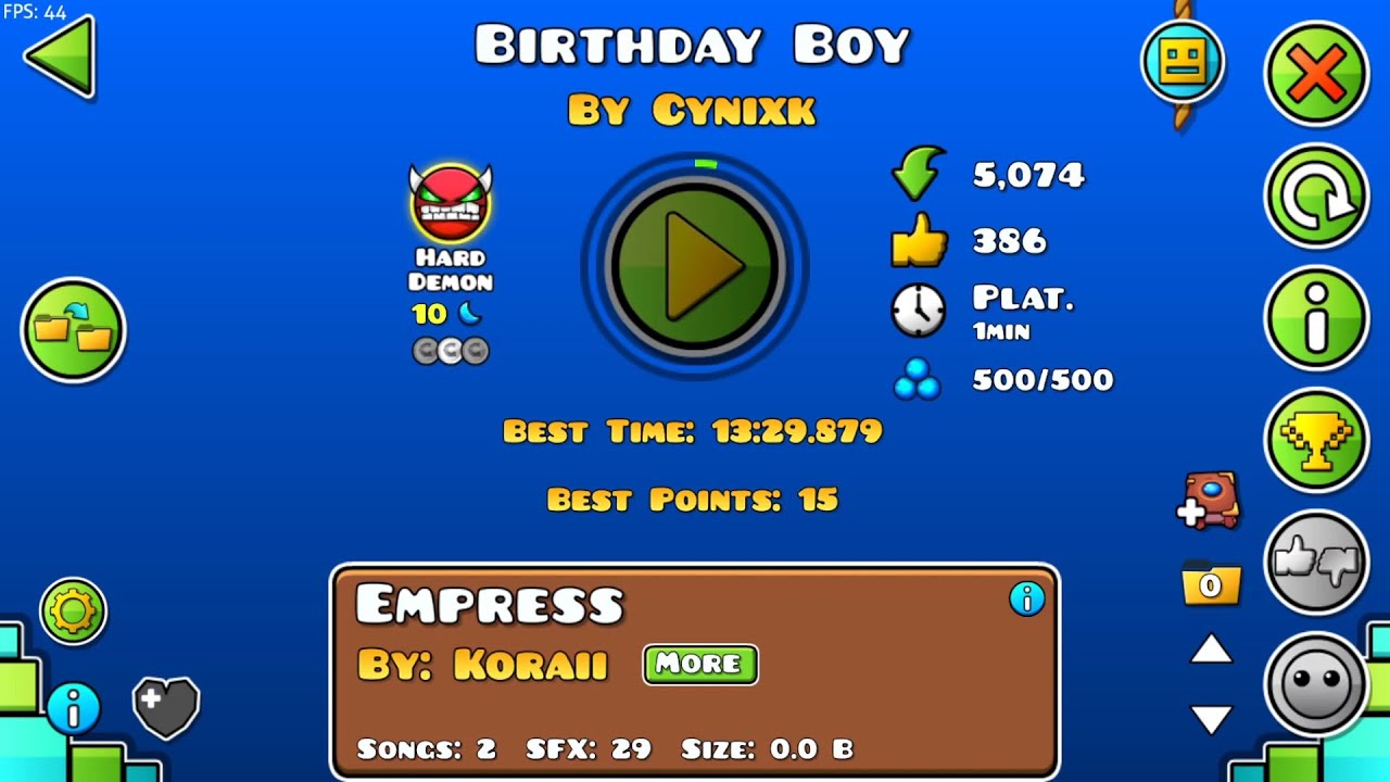 Geometry Dash - Birthday Boy by Cynixk [Easy Platform Puzzle Demon]