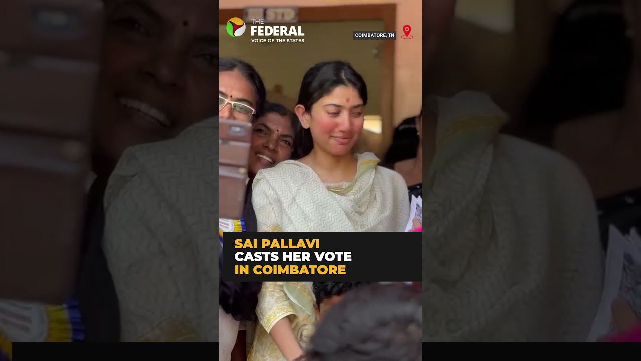 Sai Pallavi casts vote in Coimbatore, poses with fans after voting | #shorts