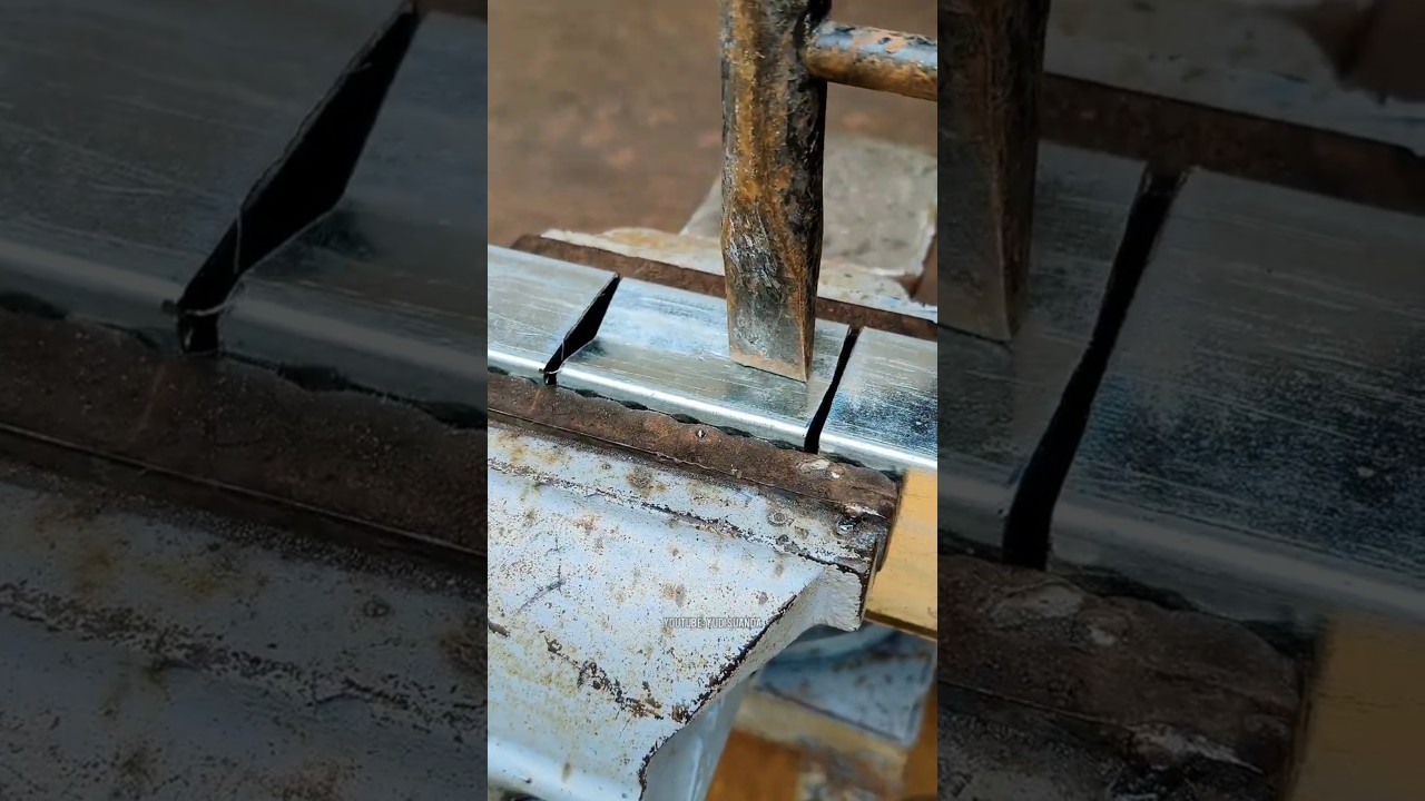 Brilliant trick for strong connection of thin square pipe (T-joint) #welding #welder #fabrication