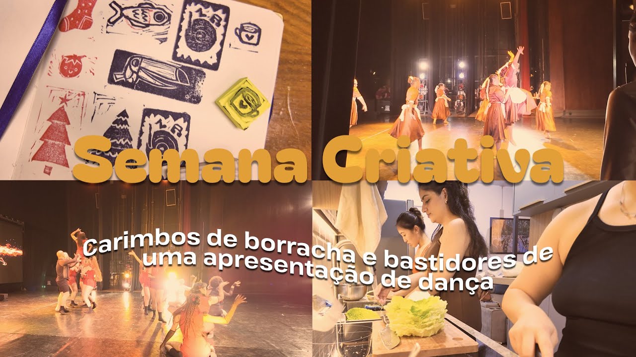 carimbos de borracha e bastidores de uma apresentação de dança