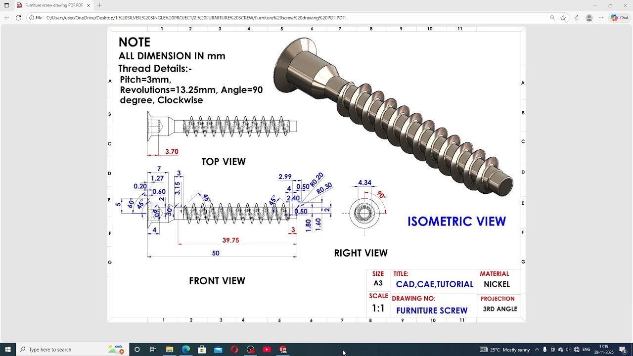 ПРАКТИЧЕСКОЕ УЧЕБНОЕ ПОСОБИЕ SOLIDWORKS-39, ПРОЕКТИРОВАНИЕ МЕБЕЛЬНЫХ ВИНТОВ