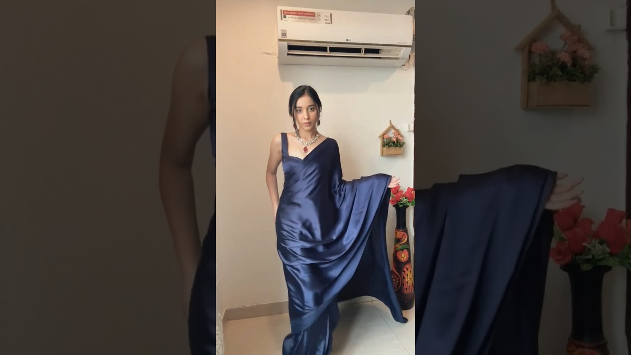 Satin Saree 🥻 in Winter ☃️||Saree lover 💕|| GRWM #viral #outfitideas #cataloguebyab