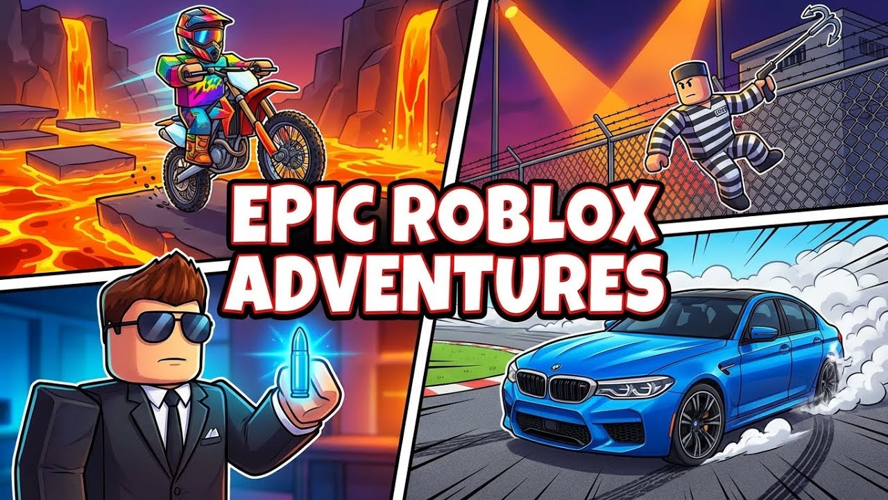 EPIC Roblox Adventures! Bike Obby, Prison Escape, Agent Bullet & M5 F90 Drift!