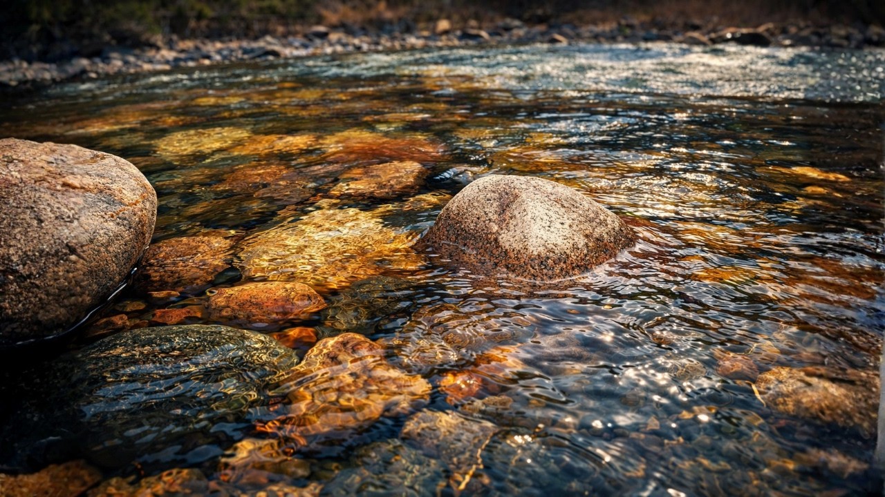 Gentle River Flow | 8 Hour Nature Soundscape (Calm Woodland Ambience)