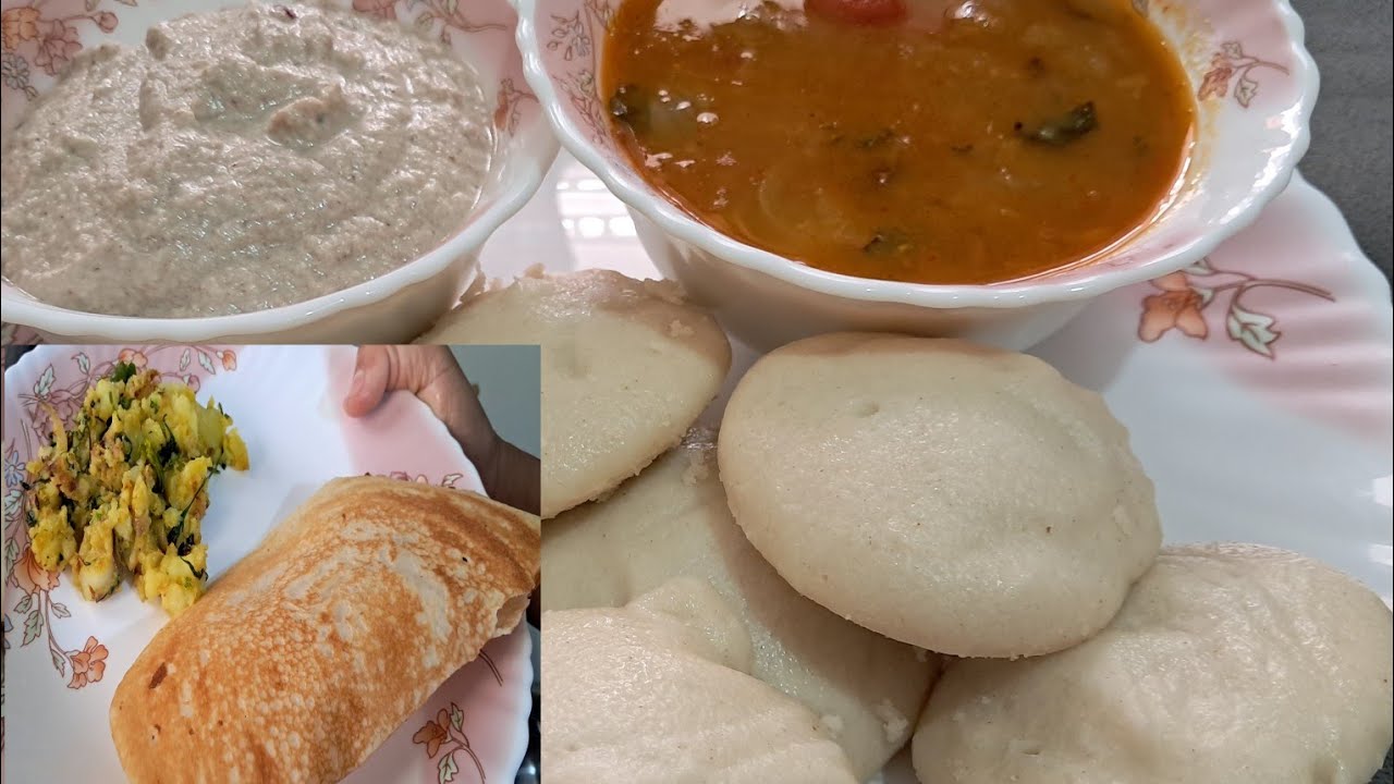 एक ही batter से बनाए इडली और डोसा with सांभार और चटणीIdli ,dosa ,sambhar and coconut chutney recipe 