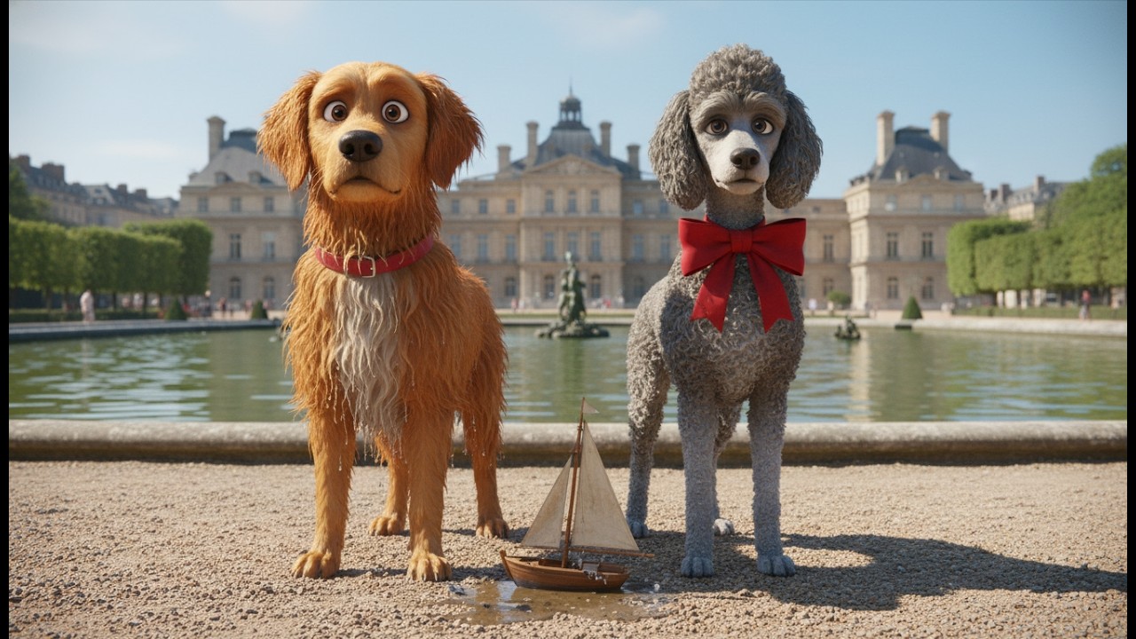 Chaos! Buddy Meets Poodle Pierre the Poodle: Luxembourg Gardens Paris