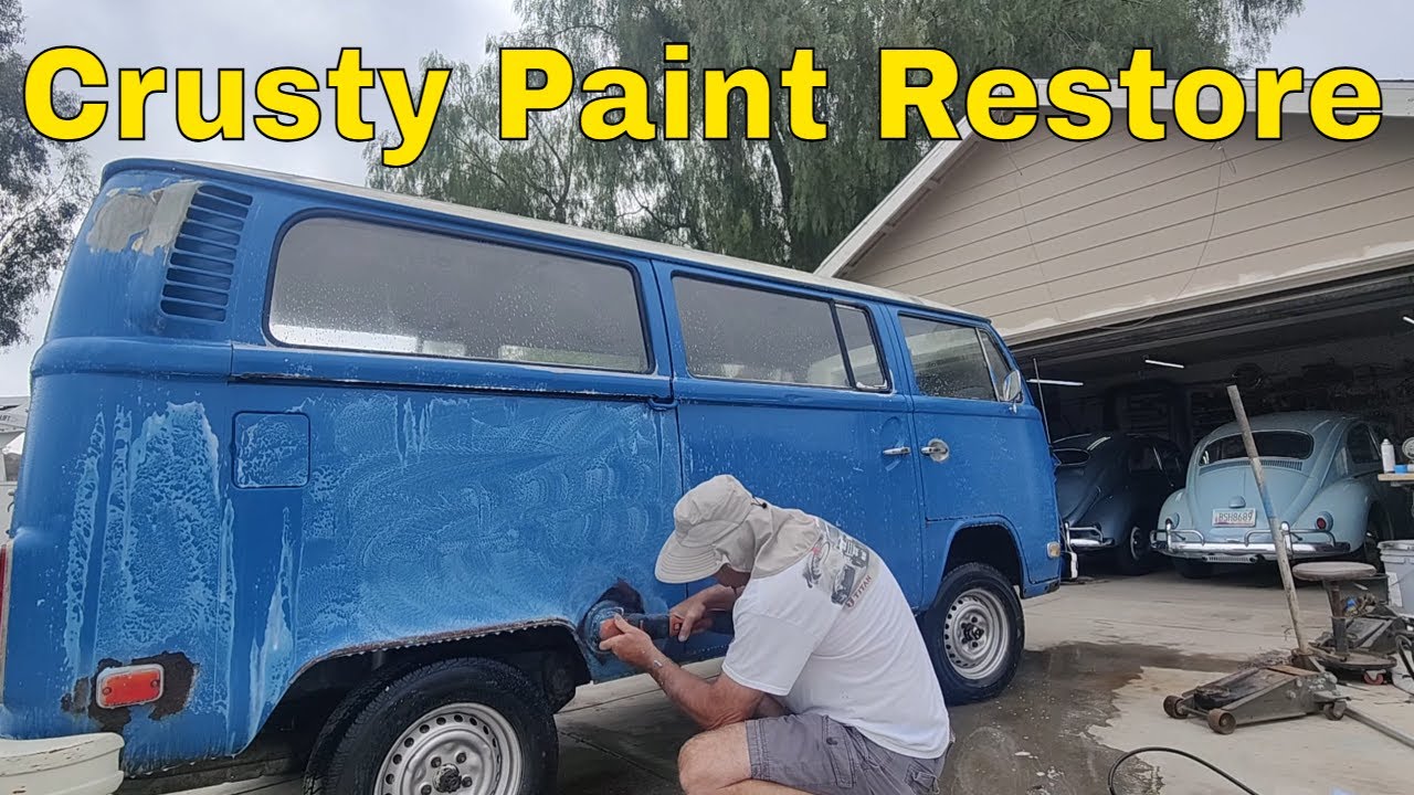 VW Bay Window Makeover - Patina Restoration - Buffing Old Paint