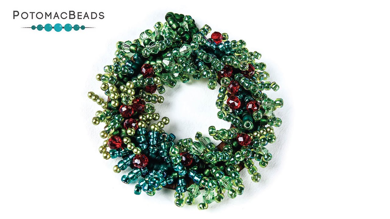 Evergreen Seed Bead Wreath - DIY Jewelry Making Tutorial by PotomacBeads