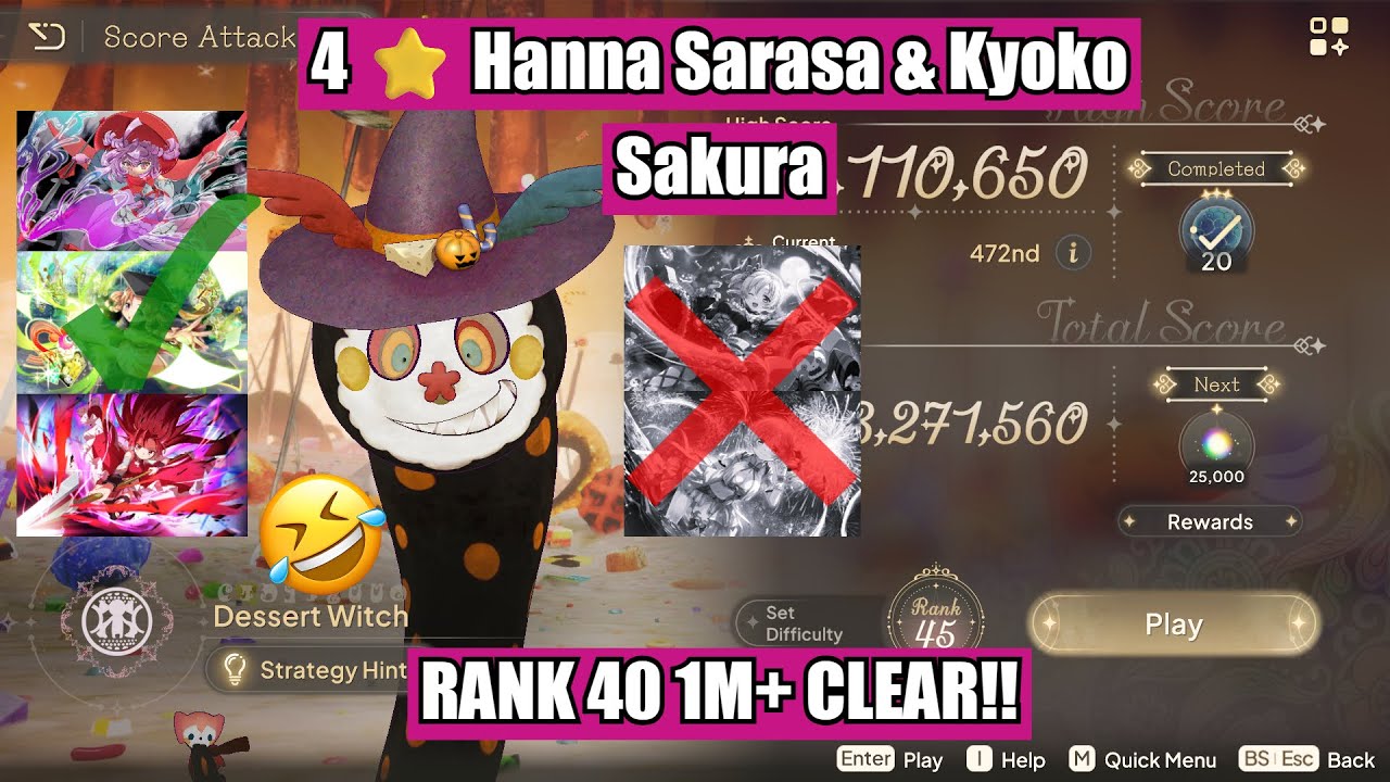 Magia Exedra Score Attack Halloween Dessert Witch Rank 40 1M+ ft. 4⭐️ Hanna Sarasa [No Limited Mami]