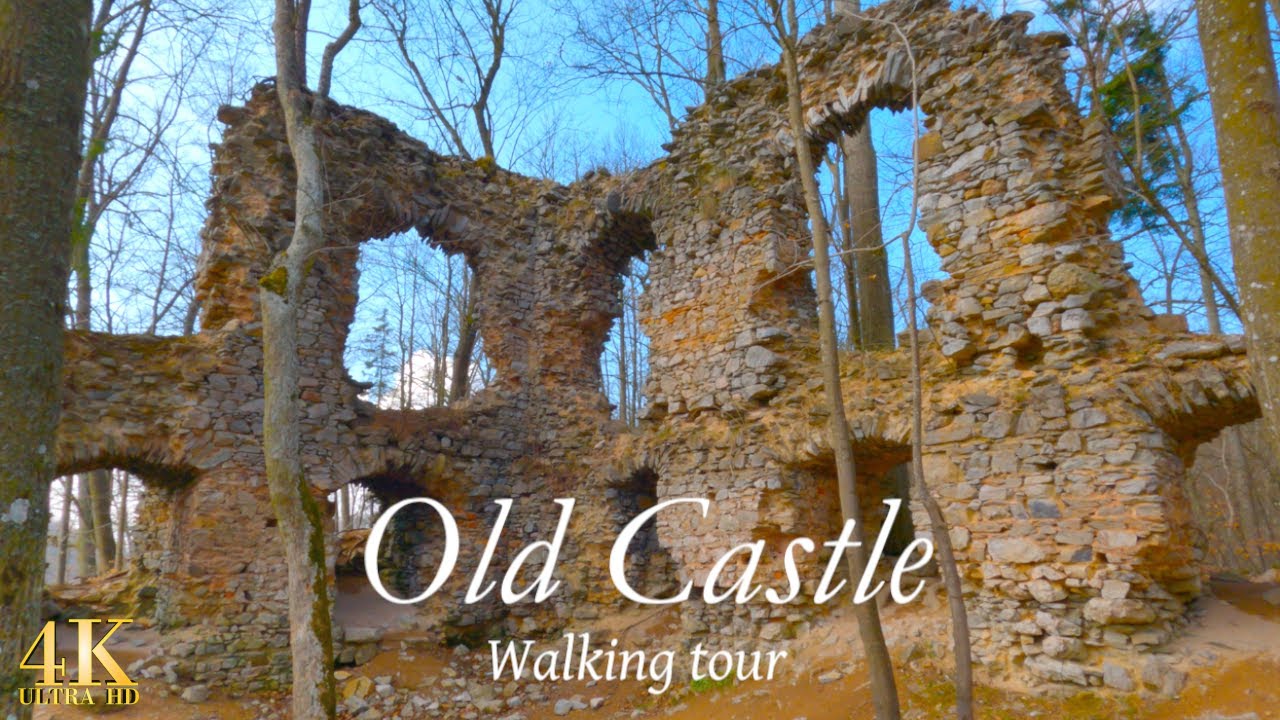 Old Castle Ruins Walking Tour | 4K | Spring Nature | Virtual Walk | Slow TV