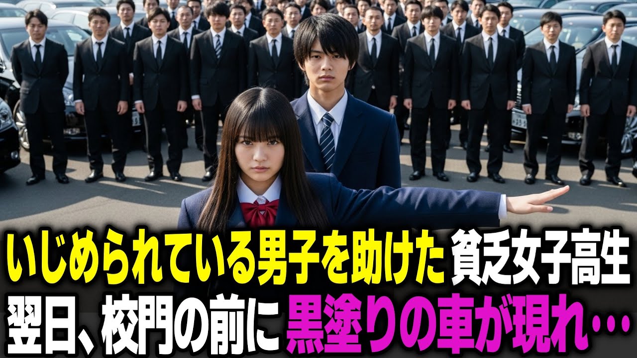 いじめられていた男子を助けた貧乏女子高校生。翌日、校門前に黒塗りの高級車が現れ…