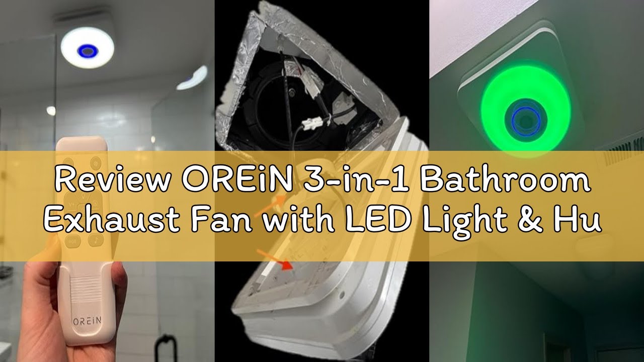 Review OREiN 3-in-1 Bathroom Exhaust Fan with LED Light & Humidity Sensor, 160 CFM, Auto-On at 60% H
