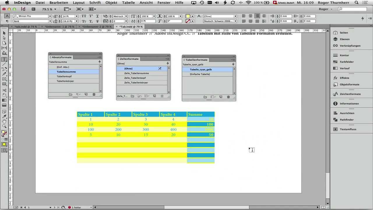 eCollege - InDesign - Tabellenformate - Teil 4
