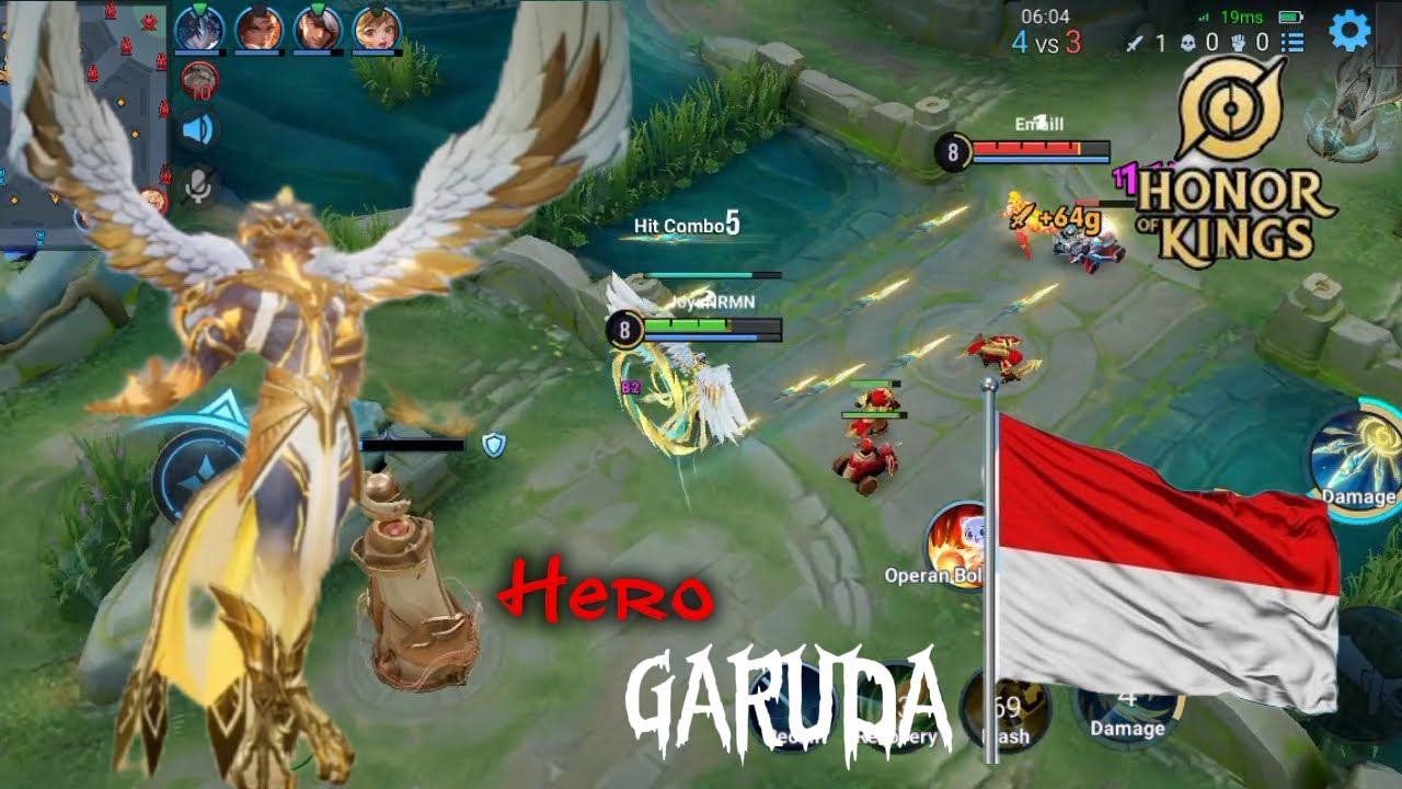Gameplay Hero asal Indonesia Garuda khageswara - honor of kings 