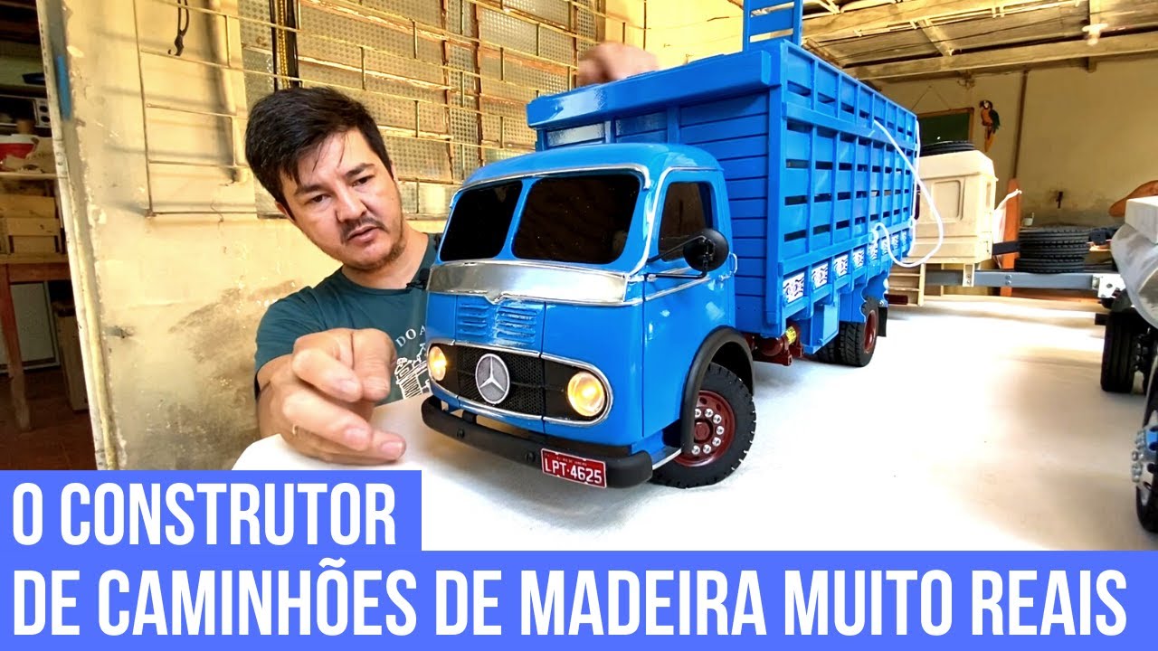 Caminhões muito reais feitos de madeira