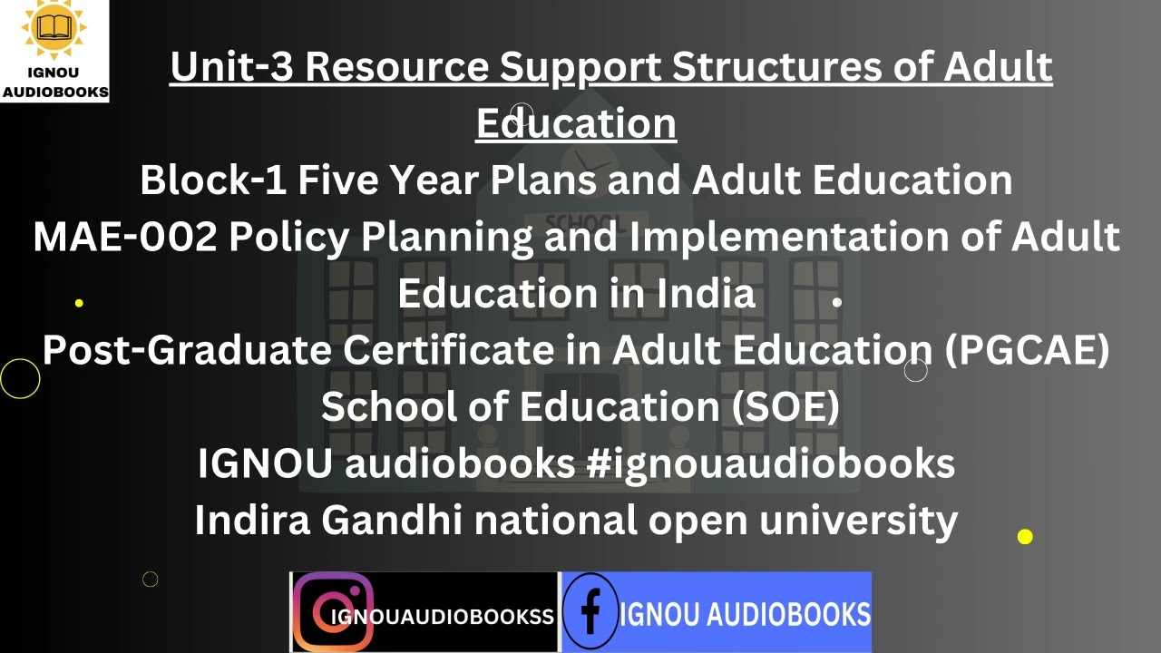 Resource Support Structures of Adult Education इकाई 1 Block-1 MAE 002 PGCAE SOE #ignou #science