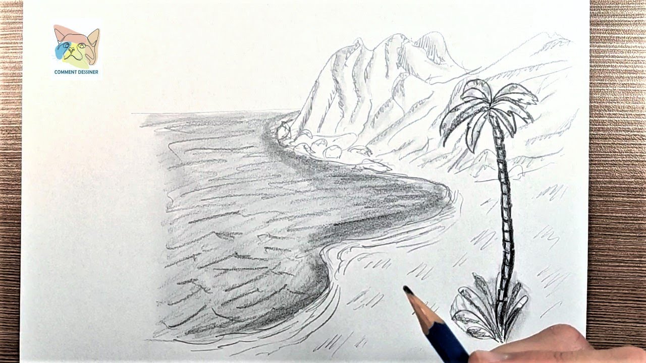 Comment dessiner un paysage de bord de mer noir et blanc