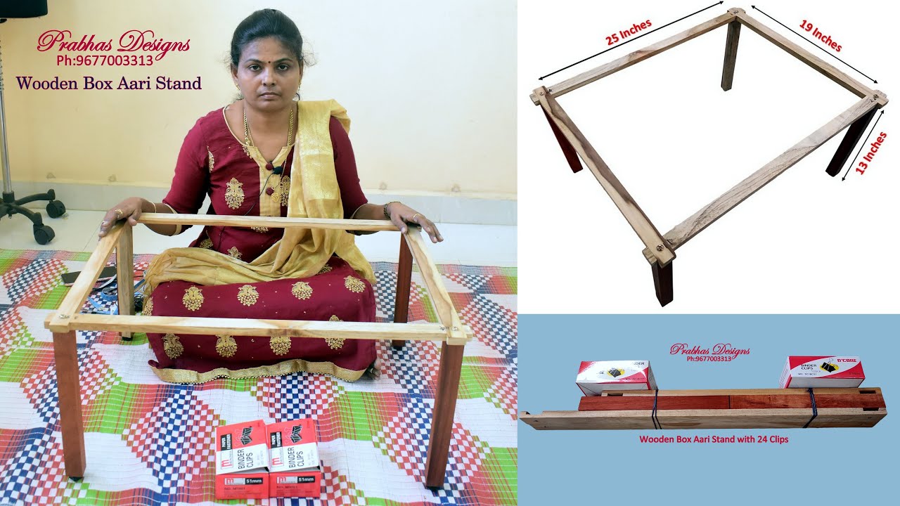 Wooden Box Aari Stand 25 X 19 with 24 clips || Complete Details || Mini Aari Cot @PrabhasDesigns