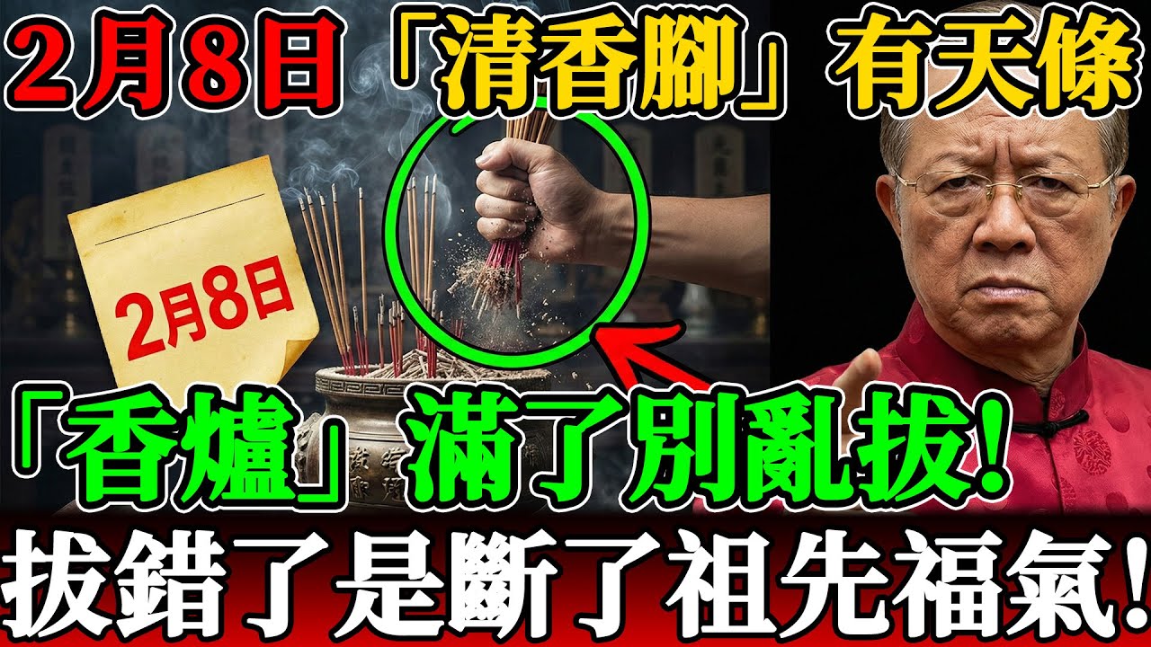 家裡的「香爐」滿了千萬別亂拔！曾仕強緊急預警：2月8日「清香腳」有天條，拔錯一根，就把祖先的福氣拔斷了！#曾仕強 #曾仕強教授 #易經智慧 #國學智慧 #2025運勢 #春節習俗 #清囤