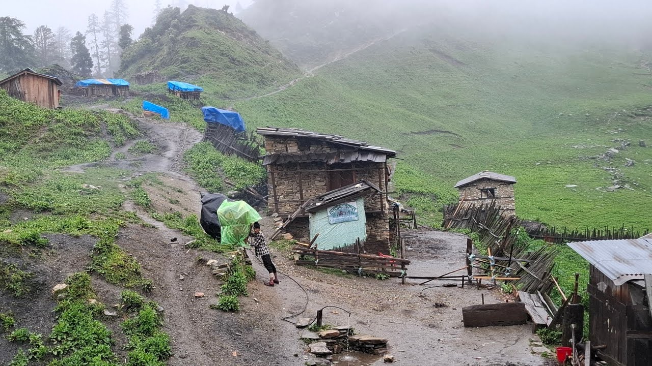 Real Nepali Mountain Village Life During the Rain ||  Daily Activities Rural Village People  || 