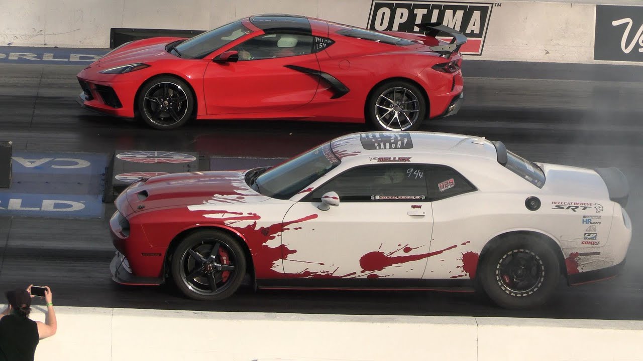 C8 Corvette vs Hellcat Redeye - drag racing