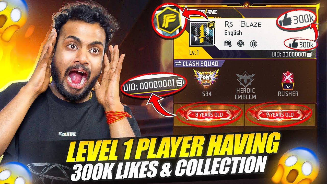 Level 1 Player Having FF Badge 🤯 & Everthing In Collection Versus - Garena Free Fire Max 