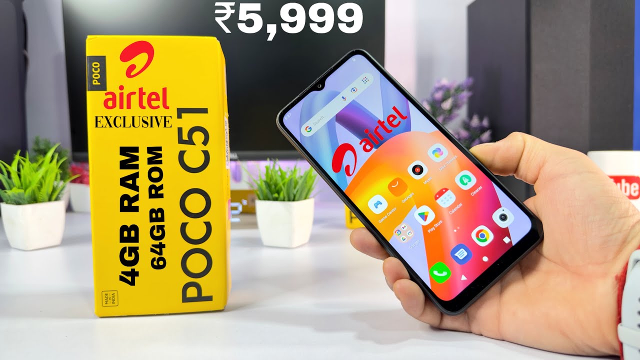Poco C51 Airtel Exclusive Offer 💥 Rs 5,999 -  4GB RAM 64GB Storage 💥 Full Unboxing and Details
