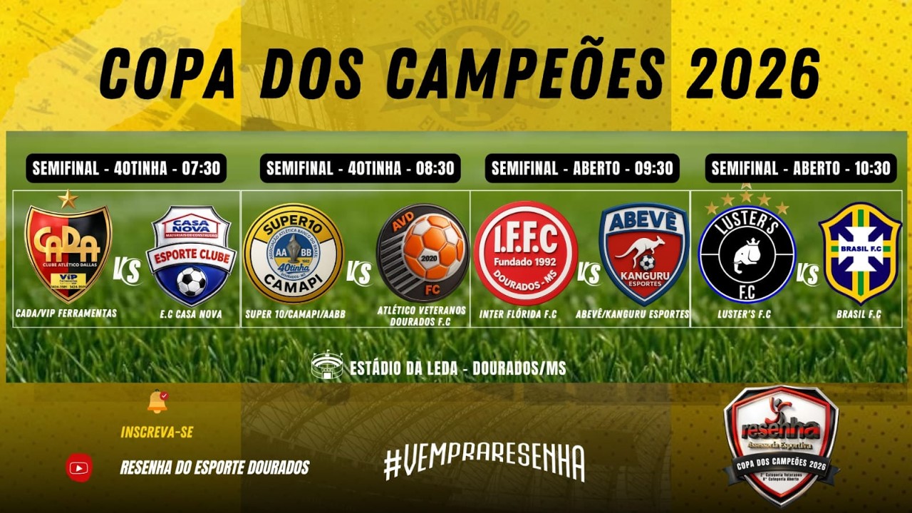 COPA DOS CAMPEÕES 2026 - SEMIFINAIS - CATEGORIA 40TINHA E ABERTO