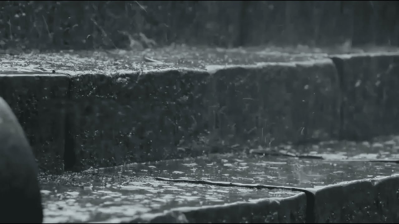 10 Hours | Heavy Rain on Stone Steps | Relax, Sleep, Meditate