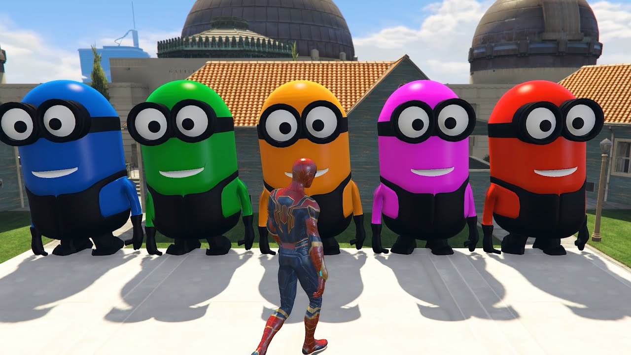 GTA 5 | Crazy Ragdoll - Spiderman On Rainbow Bridge With Minions (Funny Fails Compilations) 1