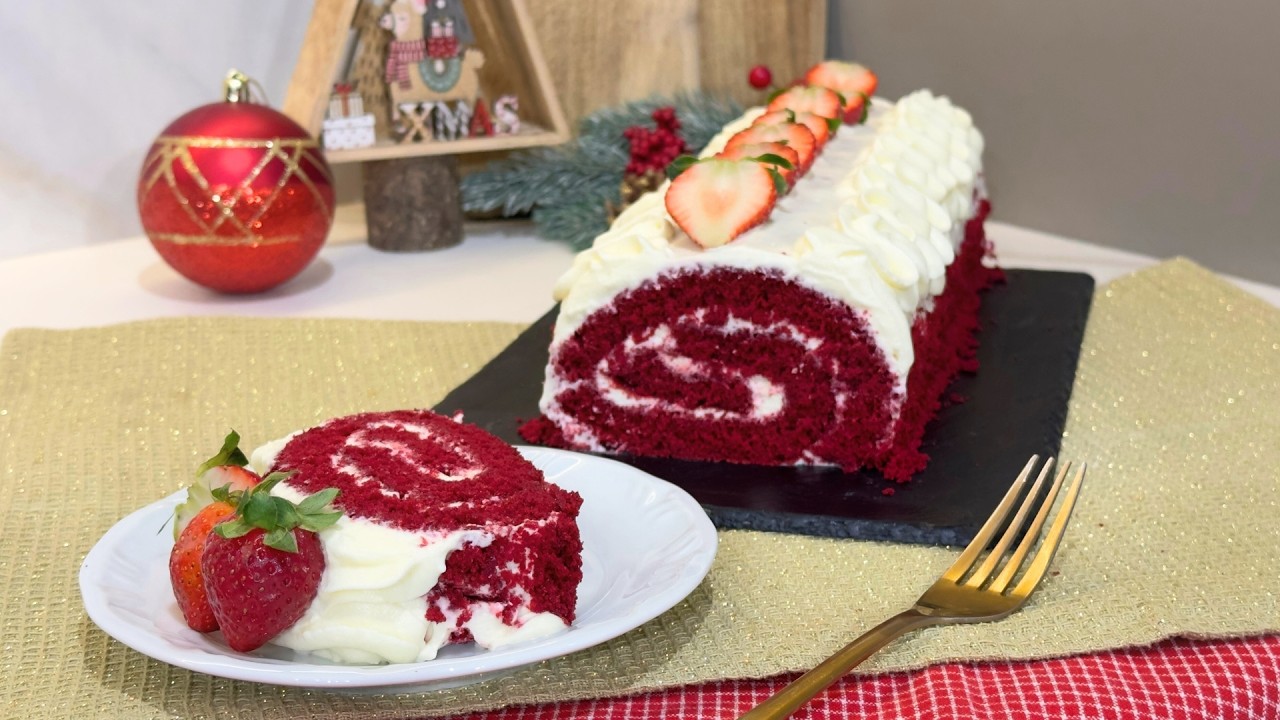 ROCAMBOLE RED VELVET A RECEITA MAIS RÁPIDA PARA O NATAL