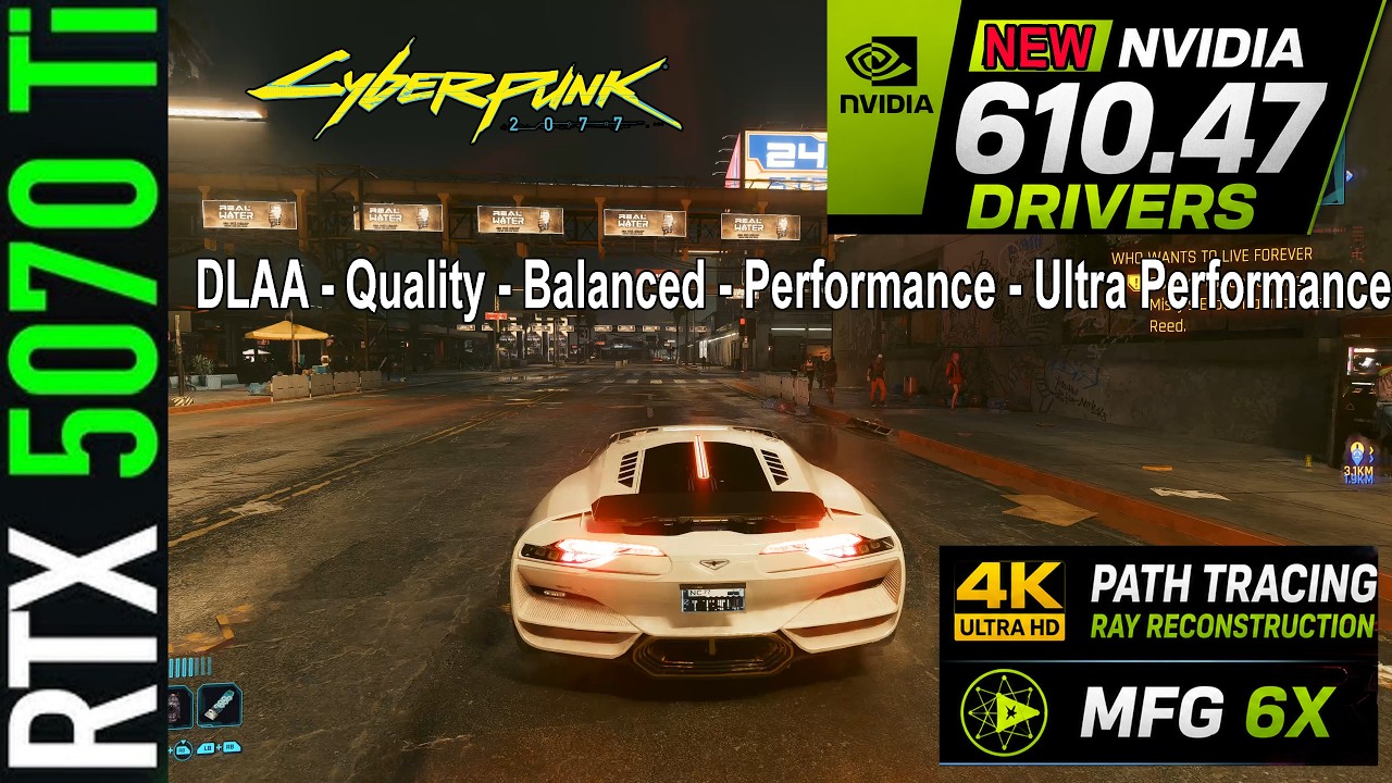 New NVIDIA 610.47 Drivers | Cyberpunk 2077 | RTX 5070 Ti | 4K Path Tracing RR ON | 6X MFG