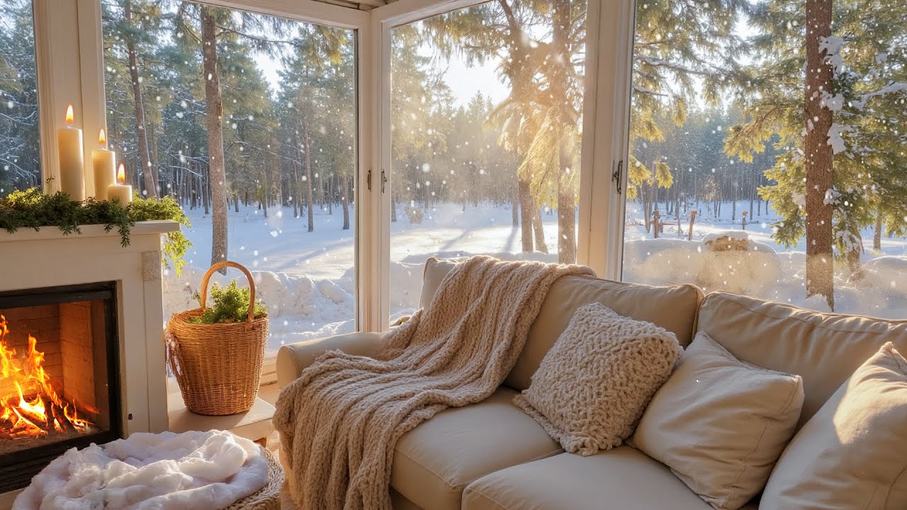 Quiet Winter Cabin Night 🌨️🔥 | Snowstorm Winds & Fireplace Sounds for Relaxation
