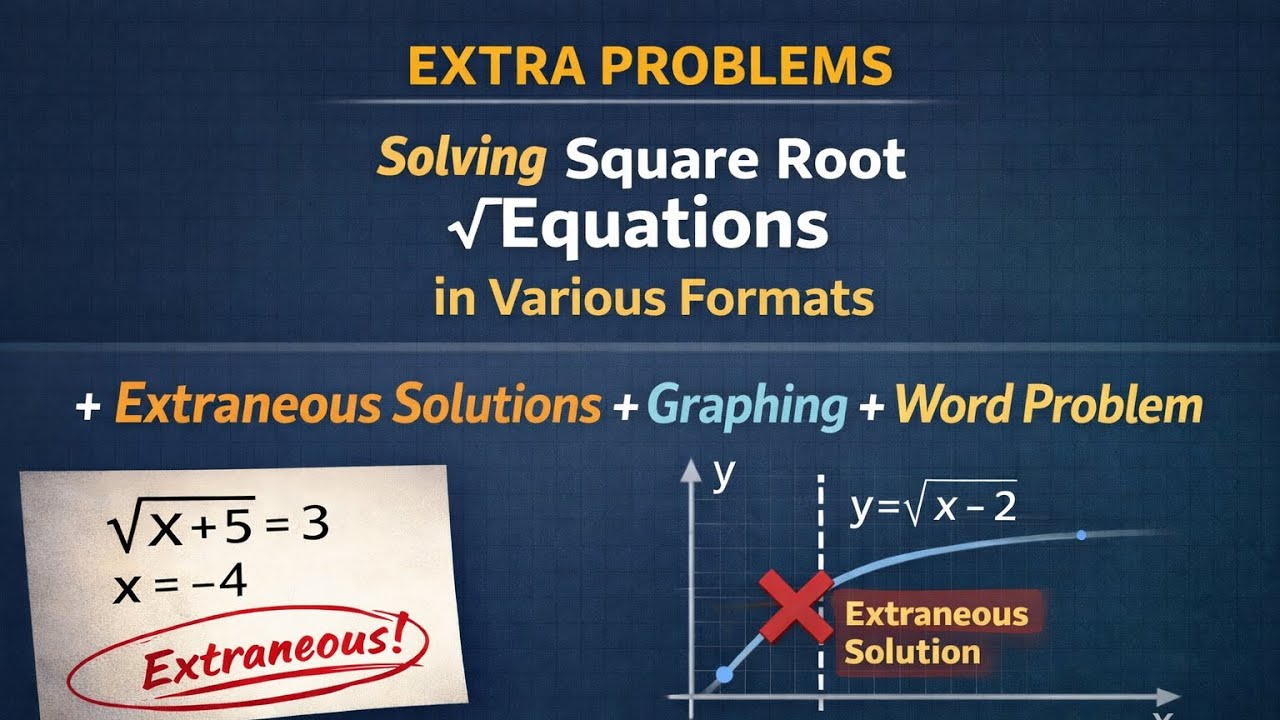 Extra Problems - Solving Square Root Equations with Extraneous Solutions in Various Formats
