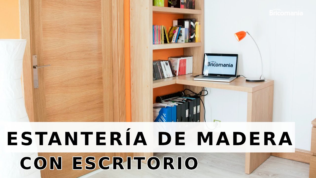 Rincón de estudio // Cómo hacer una estantería de madera con escritorio - Bricomania