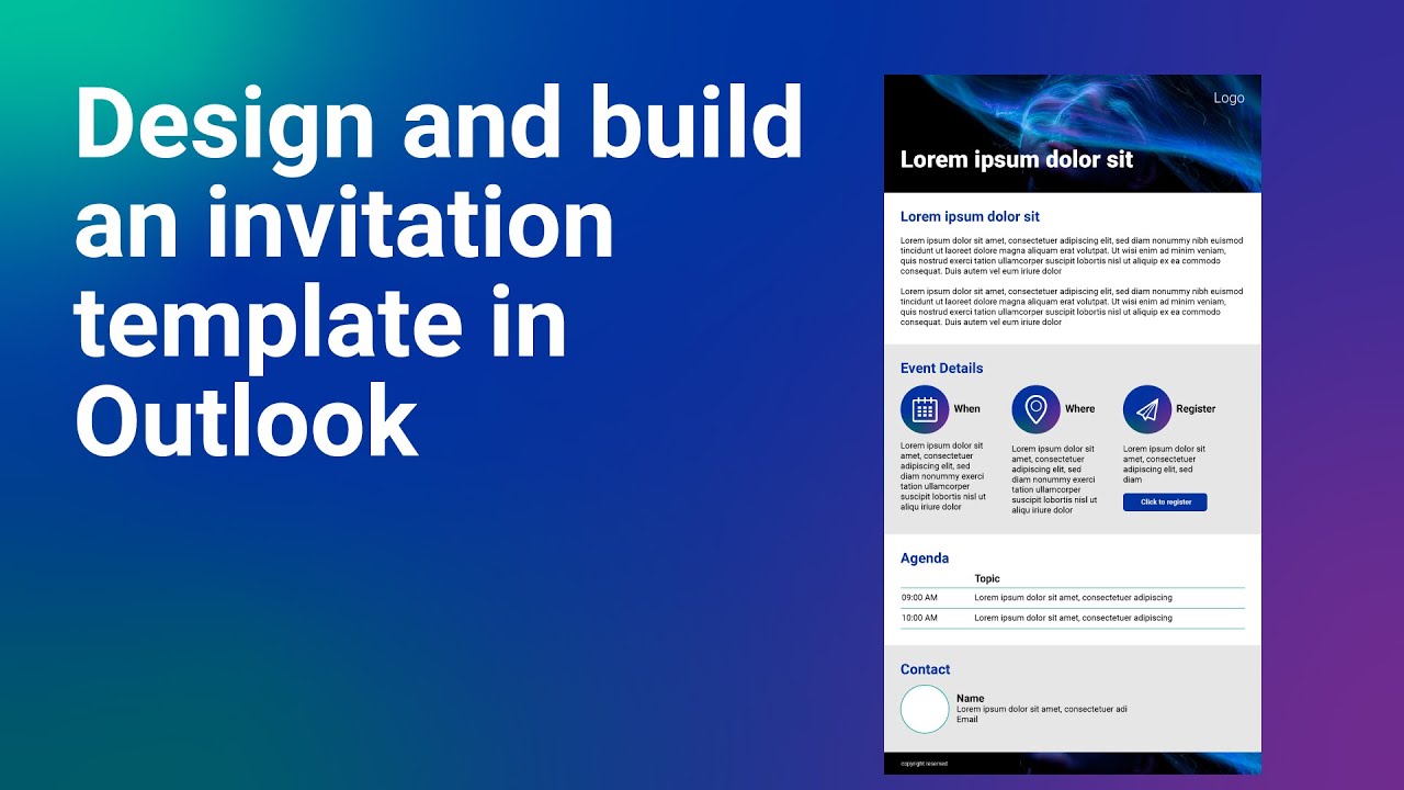 How to design and build an invitation HTML template in Outlook