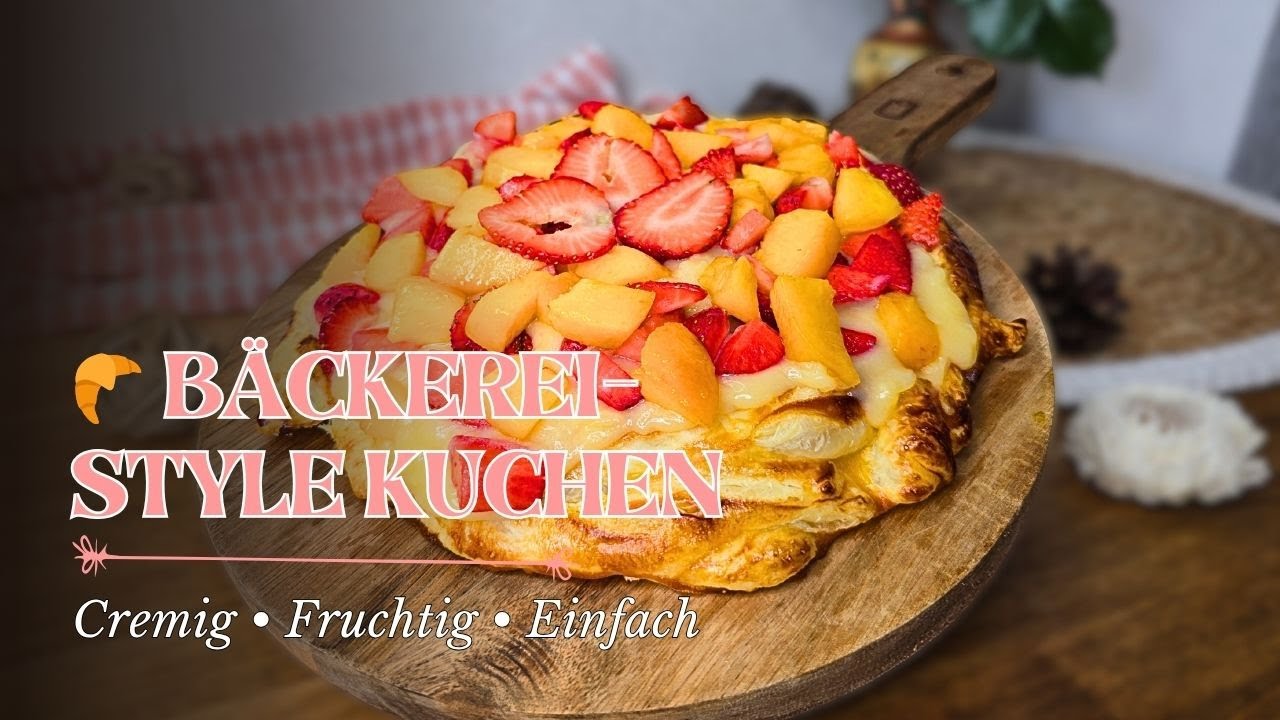 🍓🥐 Einfache Blätterteig-Torte mit Vanillecreme & Früchten – Wie aus der Bäckerei! #dessert #food