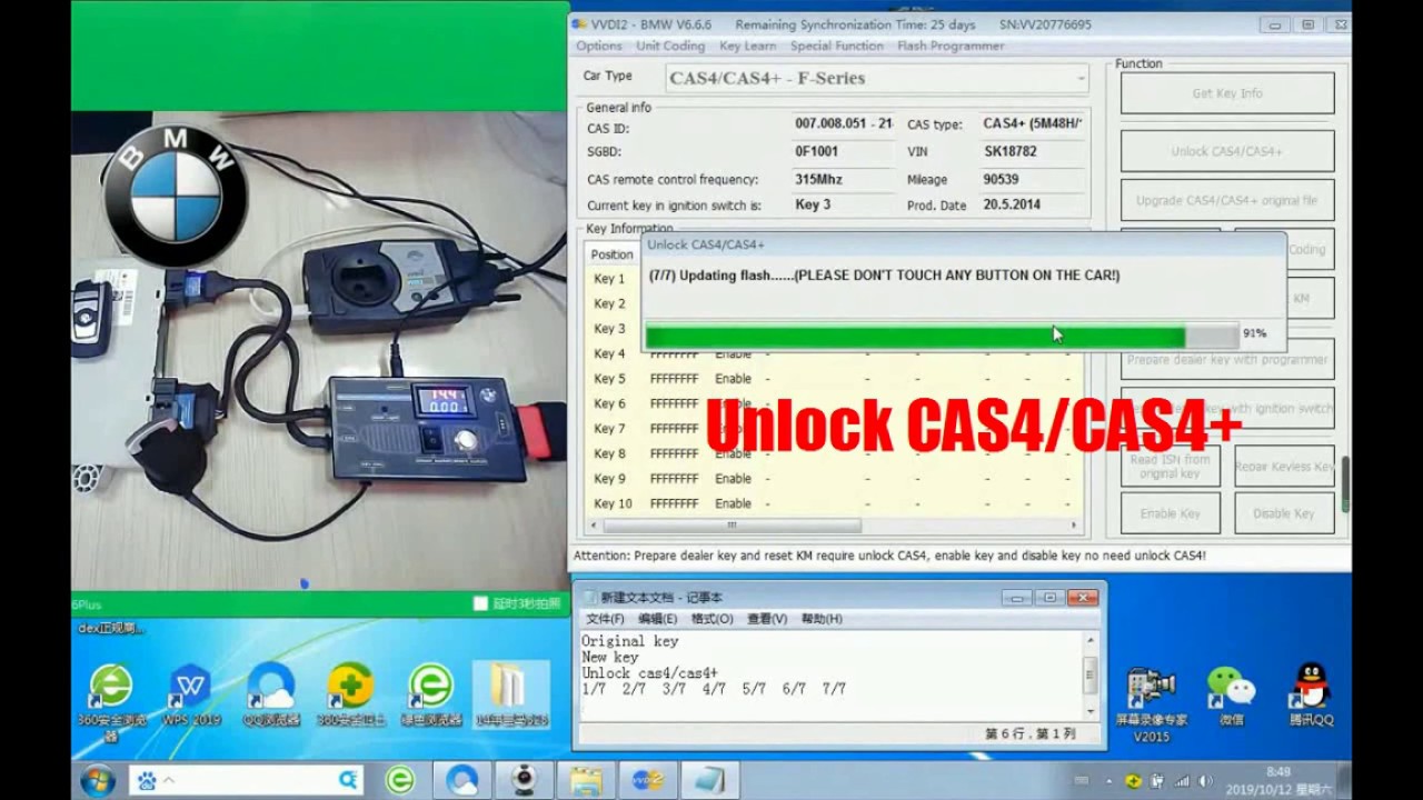 How to use our BMW CAS4 & CAS4 test platform program BMW CAS4/CAS4+ new key on the bench via VVDI2
