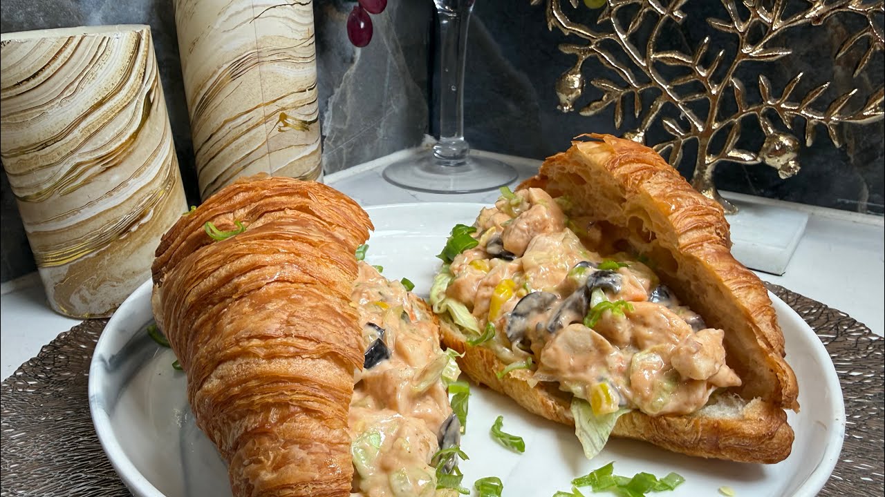 Gourmet CREAMY CHICKEN Croissant 🥐 Quick Cafe-Style Sandwich | The Taste Mystery