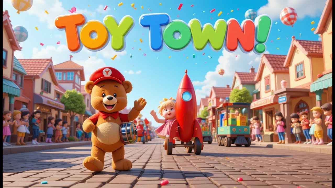 Toy Town Parade 🎠 | Teddy Bear, Dolly, Rocket & Friends | Pixar-Style Baby Rhyme